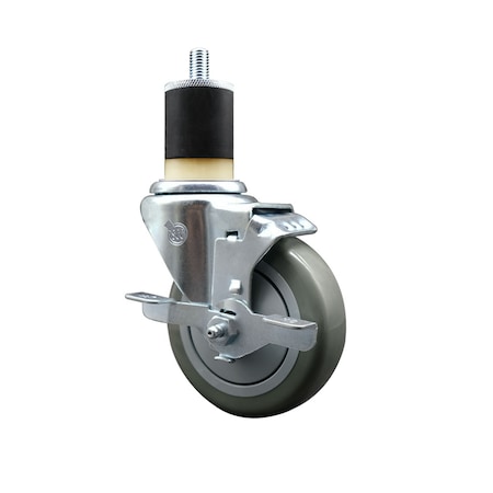 Service Caster 4'' SS Gray Poly Swivel 1-7/8'' Expanding Stem Caster with Brake SCC-SSEX20S414-PPUB-TLB-178